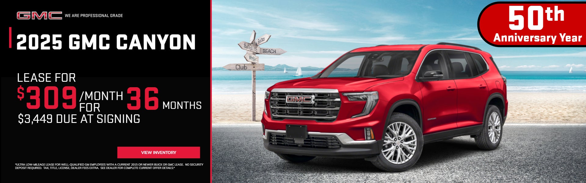 Red 2026 Canyon parked on beach